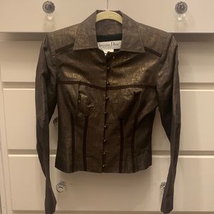 Christian Dior  metallic brown top. Size 6 .